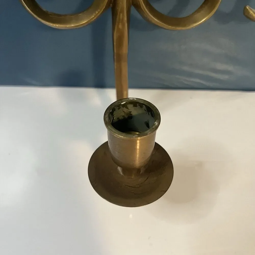 Solid Brass Wall Mounted Sconces Pair Scroll Design 90’s Single Candlestick